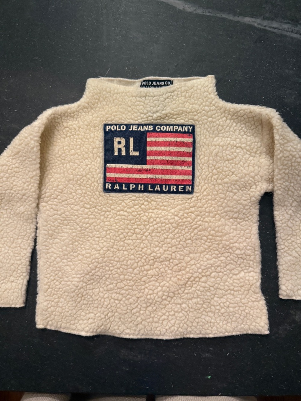 VTG Ralph Lauren Polo American Flag Fleece Mock neck 6-12MO